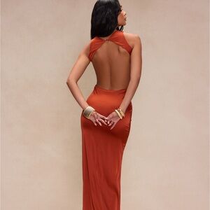 Fashion Nova Rust Backless Dress
